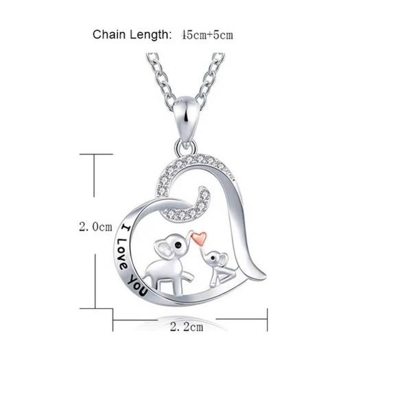 Elephant, baby and mama necklace - Picture 4 of 4